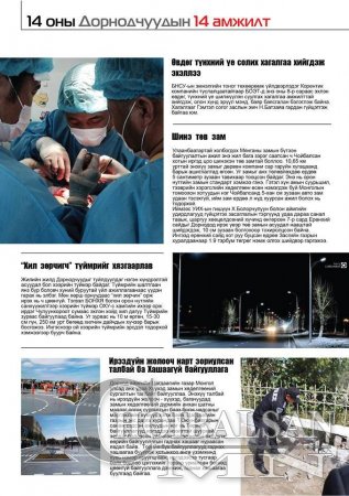 МИНИЙ ДОРНОД сэтгүүлээс улиран одож буй 2014 оны Дорнодчуудын  14 амжилт ба 14 азгүйтлийг нэрлэж байна.  МИНИЙ ДОРНОД сэтгүүлээс улиран одож буй 2014 оны Дорнодчуудын  14 амжилт ба 14 азгүйтлийг нэрлэж байна.