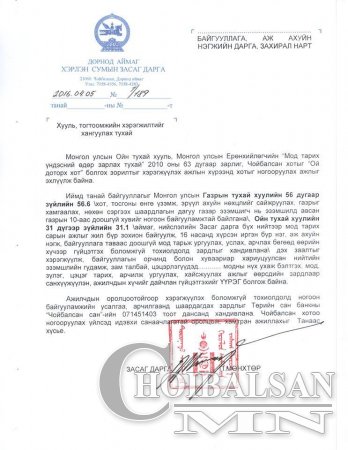 Чойбалсан хотыг "Ой доторх хот" болгохыг уриаллаа